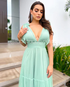 VESTIDO DE FESTA TRÊS MARIAS LAÇO NO OMBRO SEM BRILHO MADRI - comprar online