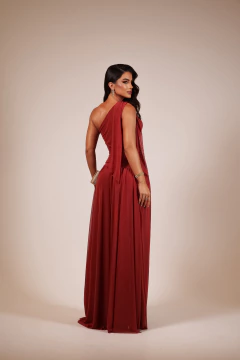 VESTIDO DE FESTA LONGO MICROTULE TENDÊNCIA COM FENDA LANÇAMENTO ANÁPOLIS - loja online