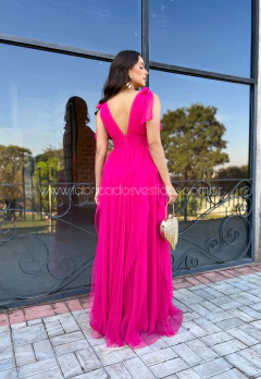 VESTIDO DE FESTA LONGO TULE SAIA CASCATA TENDÊNCIA MALDIVAS - comprar online