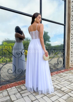 VESTIDO DE FESTA LONGO TULE COM BRILHO COM CORSET BEVERLY HILLS - Fábrica dos Vestidos