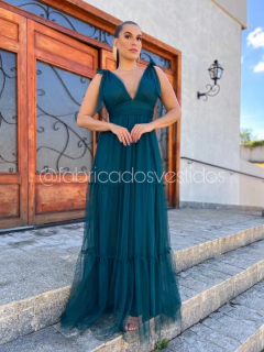 VESTIDO DE FESTA TRÊS MARIAS LAÇO NO OMBRO SEM BRILHO MADRI - loja online