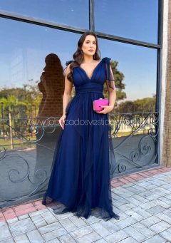 VESTIDO DE FESTA LONGO TULE SAIA CASCATA TENDÊNCIA MALDIVAS - Fábrica dos Vestidos