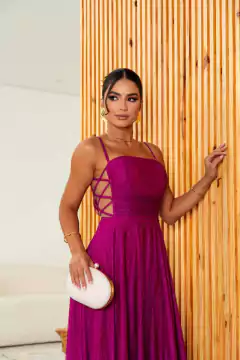 VESTIDO DE FESTA LONGO RODADO TULE COM BRILHO TRANÇADO SUÍÇA - loja online