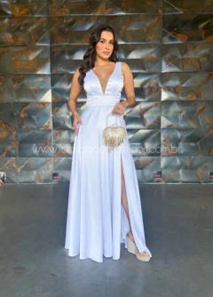 VESTIDO DE FESTA PRADA TULE LATERAL COM FENDA LOS ANGELES - loja online