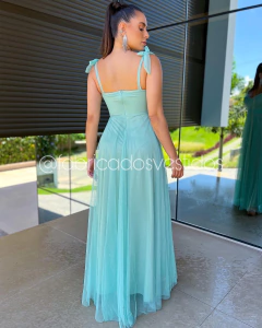 VESTIDO DE FESTA LONGO TULE COM BRILHO ALÇA MALI - loja online