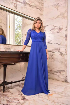 VESTIDO DE FESTA LONGO COM RENDA COM BRILHO BERLIM - loja online