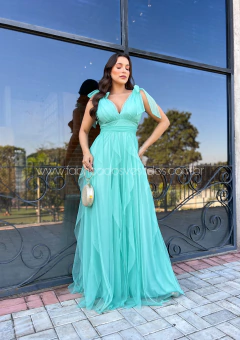 VESTIDO DE FESTA LONGO TULE SAIA CASCATA TENDÊNCIA MALDIVAS na internet