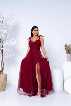 VESTIDO DE FESTA LONGO TULE COM BRILHO ALÇA MALI - Fábrica dos Vestidos