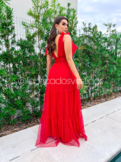 VESTIDO DE FESTA TRÊS MARIAS LAÇO NO OMBRO SEM BRILHO MADRI