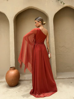 VESTIDO DE FESTA LONGO UM OMBRO MICROTULE CORÉIA