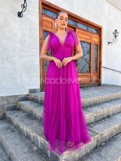 VESTIDO DE FESTA TRÊS MARIAS LAÇO NO OMBRO SEM BRILHO MADRI