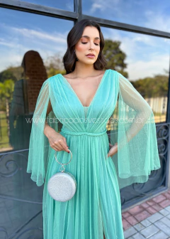 VESTIDO DE FESTA LONGO TULE COM BRILHO CAPA PALESTINA - comprar online