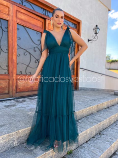 VESTIDO DE FESTA TRÊS MARIAS LAÇO NO OMBRO SEM BRILHO MADRI - Fábrica dos Vestidos