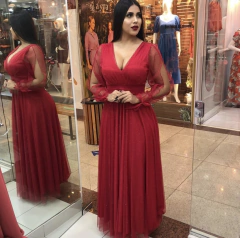 VESTIDO DE FESTA MANGA LONGA TULE COM BRILHO CALIFÓRNIA - comprar online