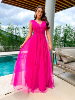 VESTIDO DE FESTA TULE COM BRILHO RODADO MALÁSIA - Fábrica dos Vestidos