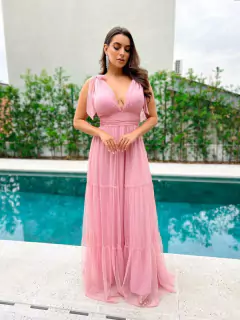 VESTIDO DE FESTA TRÊS MARIAS LAÇO NO OMBRO SEM BRILHO MADRINHAS MADRI na internet