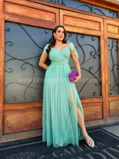 VESTIDO DE FESTA LONGO TULE COM BRILHO ALÇA MALI - Fábrica dos Vestidos