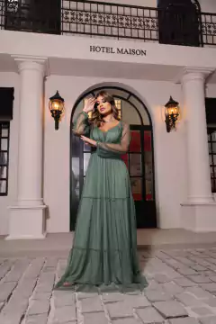 VESTIDO DE FESTA LONGO TULE SAIA TRÊS MARIAS MALIBU - loja online