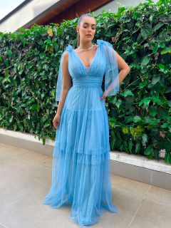 VESTIDO DE FESTA LONGO TULE EM CAMADAS MONTENEGRO - comprar online