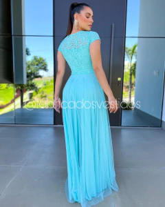 VESTIDO DE FESTA MANGA EVANGÉLICO COM RENDA E TULE PANAMÁ na internet