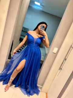 VESTIDO DE FESTA ESTILO PRINCESA OMBRO A OMBRO TULE COM BRILHO BÉLGICA - loja online