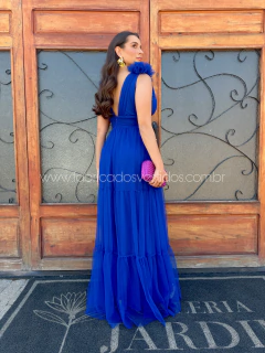 VESTIDO DE FESTA LONGO TRÊS MARIAS TENDÊNCIA FLOR NO OMBRO FRANÇA - loja online