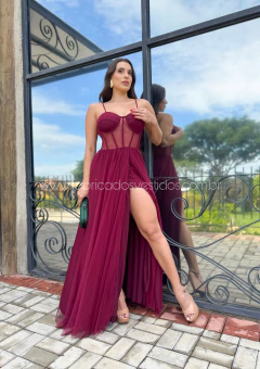 VESTIDO DE FESTA LONGO TULE COM BRILHO COM CORSET BEVERLY HILLS - Fábrica dos Vestidos