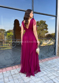 VESTIDO DE FESTA LONGO TULE SAIA CASCATA TENDÊNCIA MALDIVAS - Fábrica dos Vestidos