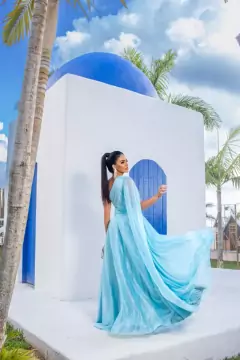 VESTIDO DE FESTA LONGO TULE COM BRILHO CAPA ORLANDO