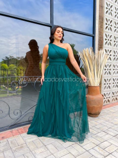 Imagem do VESTIDO DE FESTA LONGO UM OMBRO SÓ SAIA CASCATA GUARUJÁ