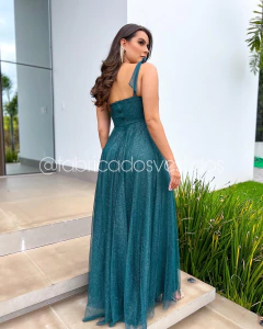 VESTIDO DE FESTA LONGO TULE COM BRILHO ALÇA MALI - comprar online