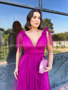 VESTIDO DE FESTA LONGO TULE SAIA CASCATA TENDÊNCIA MALDIVAS na internet