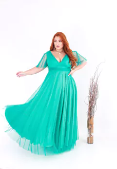 VESTIDO DE FESTA LONGO PLUS SIZE TULE COM BRILHO LIBÉRIA - comprar online