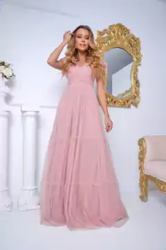 VESTIDO DE FESTA LONGO TULE BRILHOSO SAIA RODADA TRÊS MARIAS TULUM - loja online