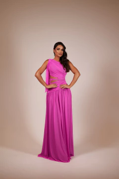 VESTIDO DE FESTA LONGO MICROTULE TENDÊNCIA COM FENDA LANÇAMENTO ANÁPOLIS - comprar online