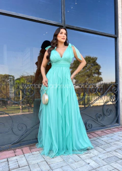 VESTIDO DE FESTA LONGO TULE SAIA CASCATA TENDÊNCIA MALDIVAS - Fábrica dos Vestidos