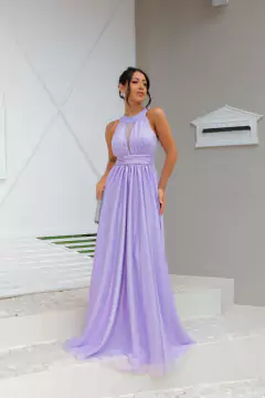 Imagem do VESTIDO LONGO TULE COM BRILHO DECOTE PEQUIM