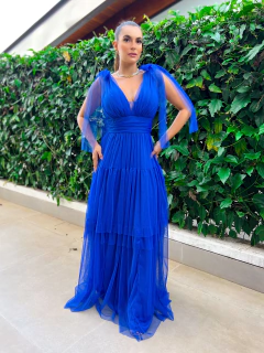 VESTIDO DE FESTA LONGO TULE EM CAMADAS MONTENEGRO - loja online