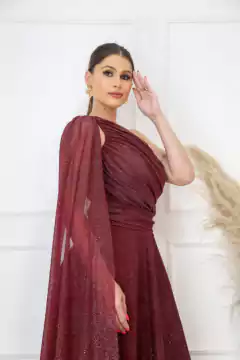 VESTIDO DE FESTA LONGO CAPA TULE COM BRILHO GUATEMALA - loja online