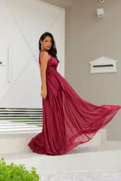 Imagem do VESTIDO LONGO TULE COM BRILHO DECOTE PEQUIM