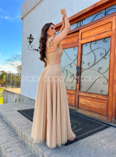 VESTIDO DE FESTA LONGO TENDÊNCIA TULE BRILHOSO FLOR NO OMBRO BRASIL - Fábrica dos Vestidos