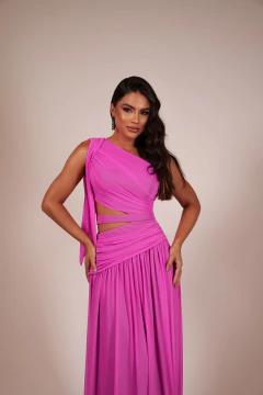 VESTIDO DE FESTA LONGO MICROTULE TENDÊNCIA COM FENDA LANÇAMENTO ANÁPOLIS - Fábrica dos Vestidos