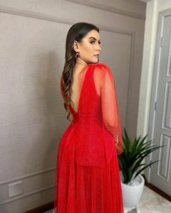 VESTIDO DE FESTA LONGO COM BRILHO TENDÊNCIA DO P AO PLUS SIZE LAÇO NO OMBRO DUBAI - Fábrica dos Vestidos