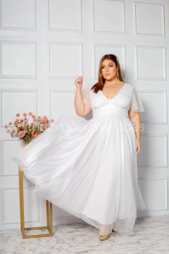 VESTIDO DE FESTA LONGO PLUS SIZE TULE COM BRILHO LIBÉRIA
