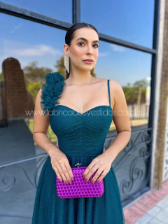 VESTIDO DE FESTA LONGO TENDÊNCIA TULE BRILHOSO FLOR NO OMBRO BRASIL na internet