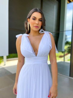 VESTIDO DE FESTA TRÊS MARIAS LAÇO NO OMBRO SEM BRILHO MADRI