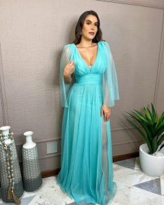 VESTIDO DE FESTA LONGO COM BRILHO TENDÊNCIA DO P AO PLUS SIZE LAÇO NO OMBRO DUBAI - comprar online