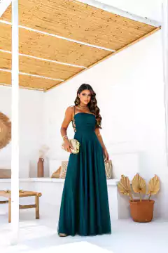 VESTIDO DE FESTA LONGO RODADO TULE COM BRILHO TRANÇADO SUÍÇA - comprar online