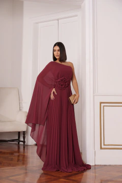 VESTIDO DE FESTA LONGO FASHIONISTA FLOR REMOVÍVEL TENDÊNCIA PUNTA CANA - Fábrica dos Vestidos