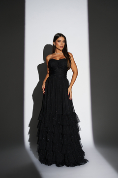 VESTIDO DE FESTA LONGO TULE COM BRILHO TOMARA QUE CAIA GAIA - Fábrica dos Vestidos